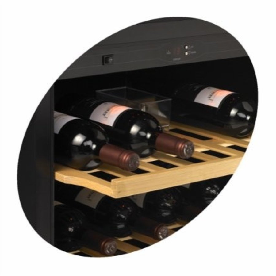 Zwarte wijnkoeler | Roestvrijstalen deur | 45 Flessen