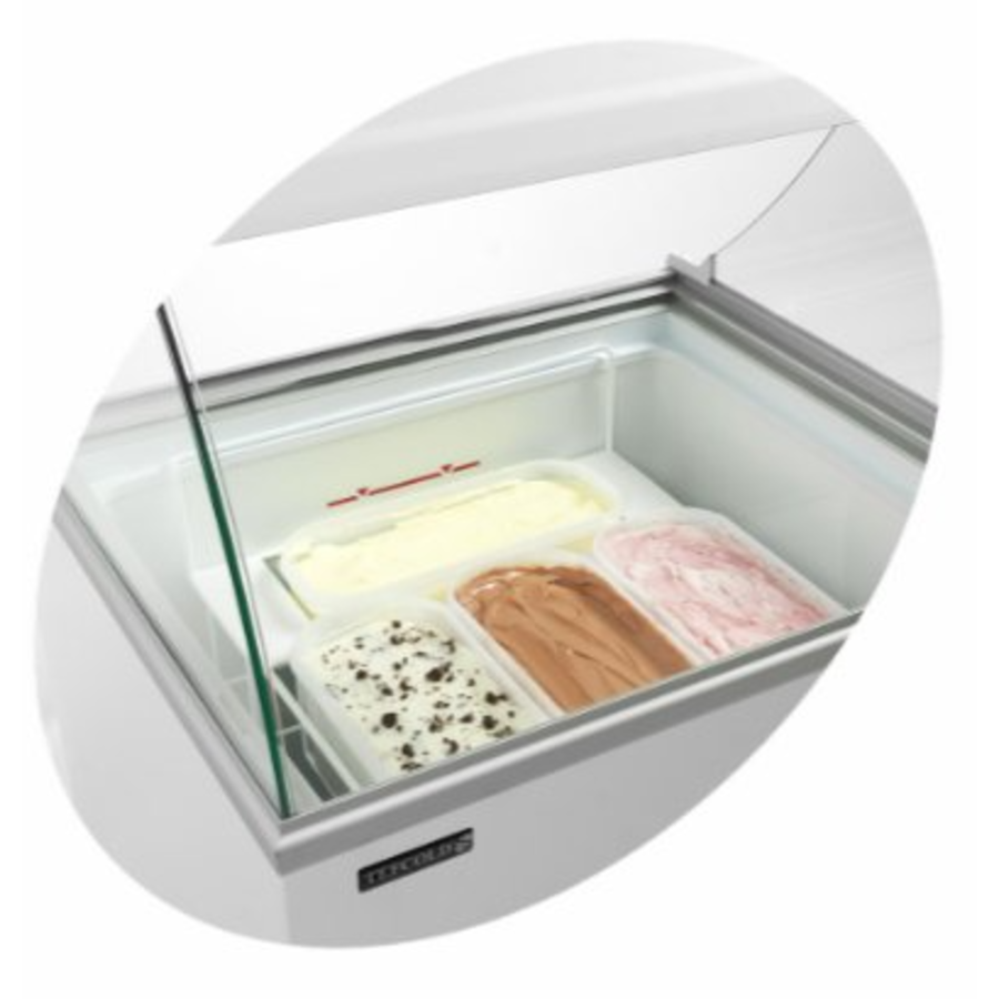 White freezer for ice cream