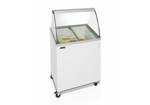  HorecaTraders Weißer Kompakt-Gefrierschrank für Speiseeis | 4 Tabletts 