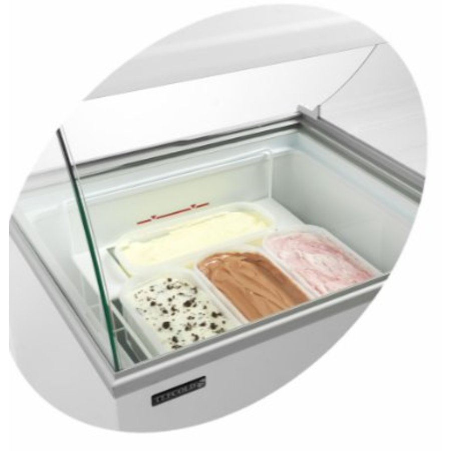 White compact freezer for ice cream