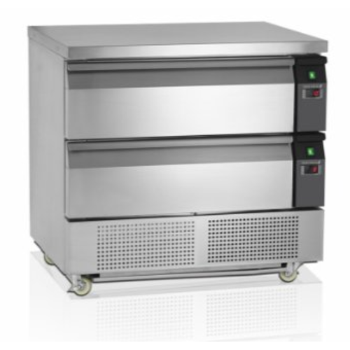  HorecaTraders Gekoelde Werkbank met 2 lades | 905 x 700 x 865 mm 