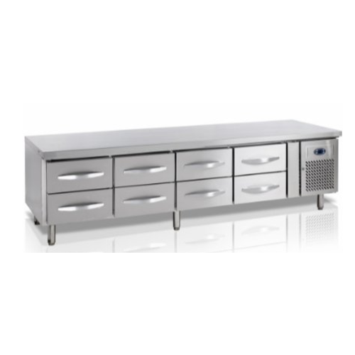  HorecaTraders Refrigerated Workbench with 8 Drawers | 223x70x(h)68 cm 