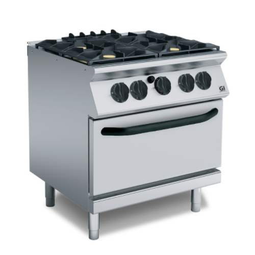  HorecaTraders Gastro-Inox 700 HP gas stove | 4 burners | gas oven 