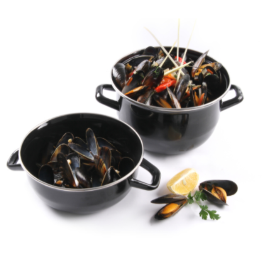 Enamelled mussel pan with lid | 5L
