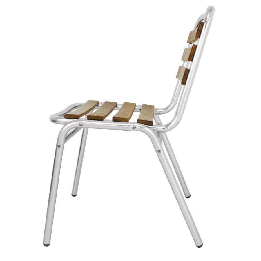 Chaise empilable en bois/aluminium | 4 pièces