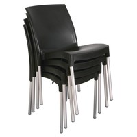 Chaise en plastique noire | 4 pièces