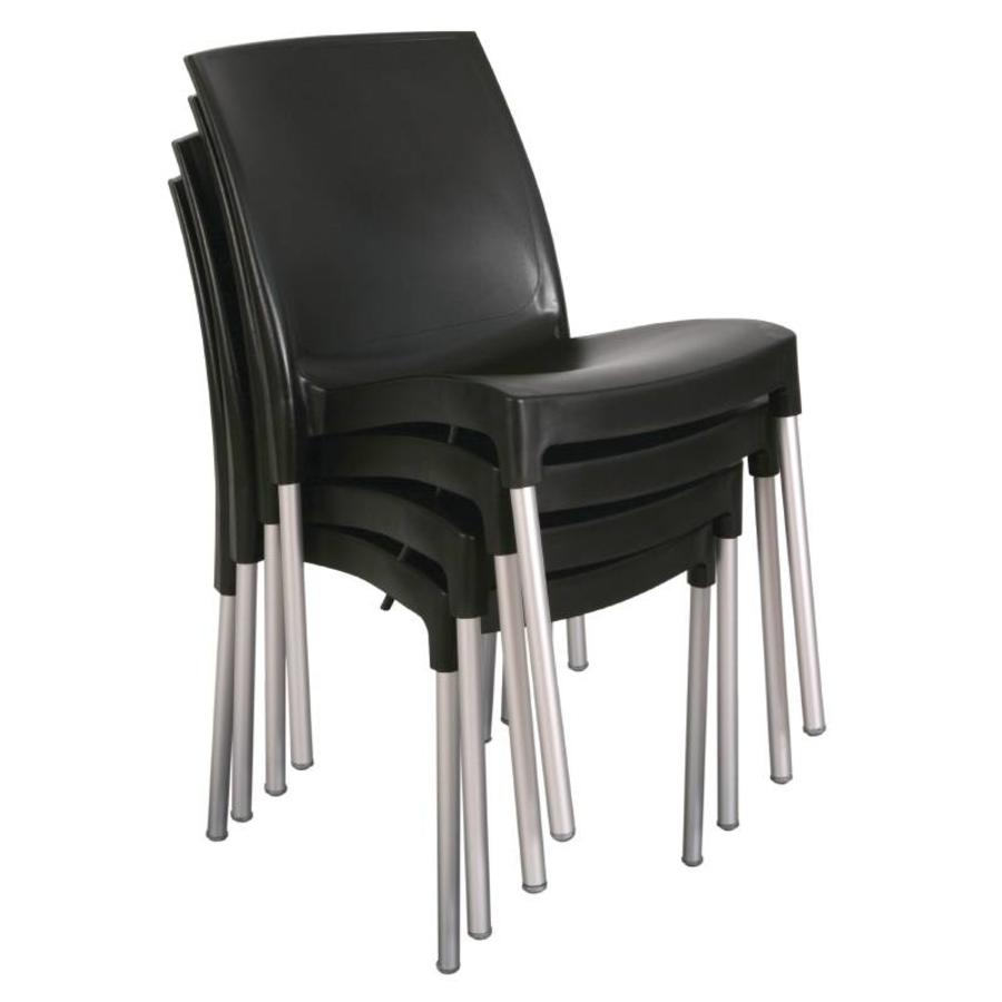 Chaise en plastique noire | 4 pièces