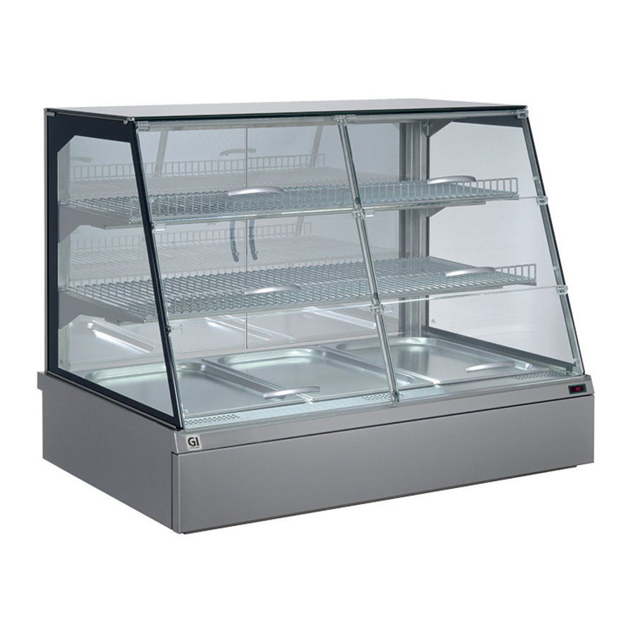 Vitrine chauffante pour station-service | Tiroir à eau arrière