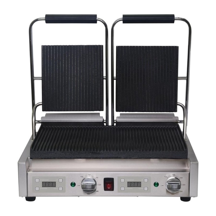 Professional Contact grill double - Ribbed