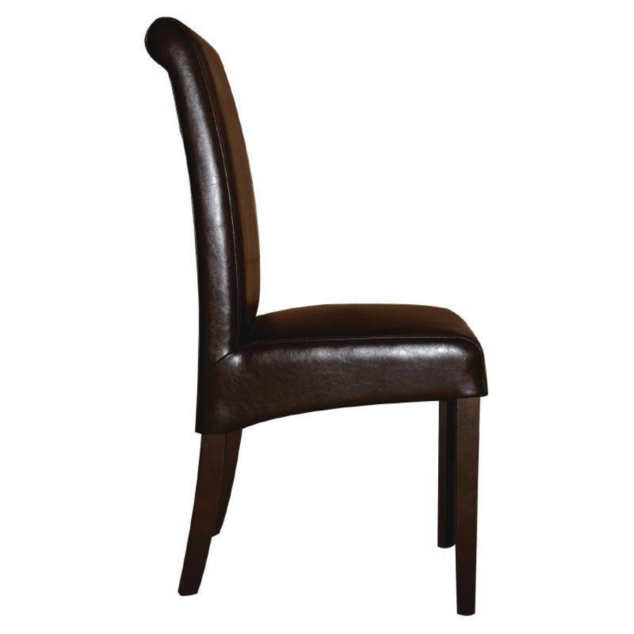 Imitation leather chair dark brown | 2 pieces