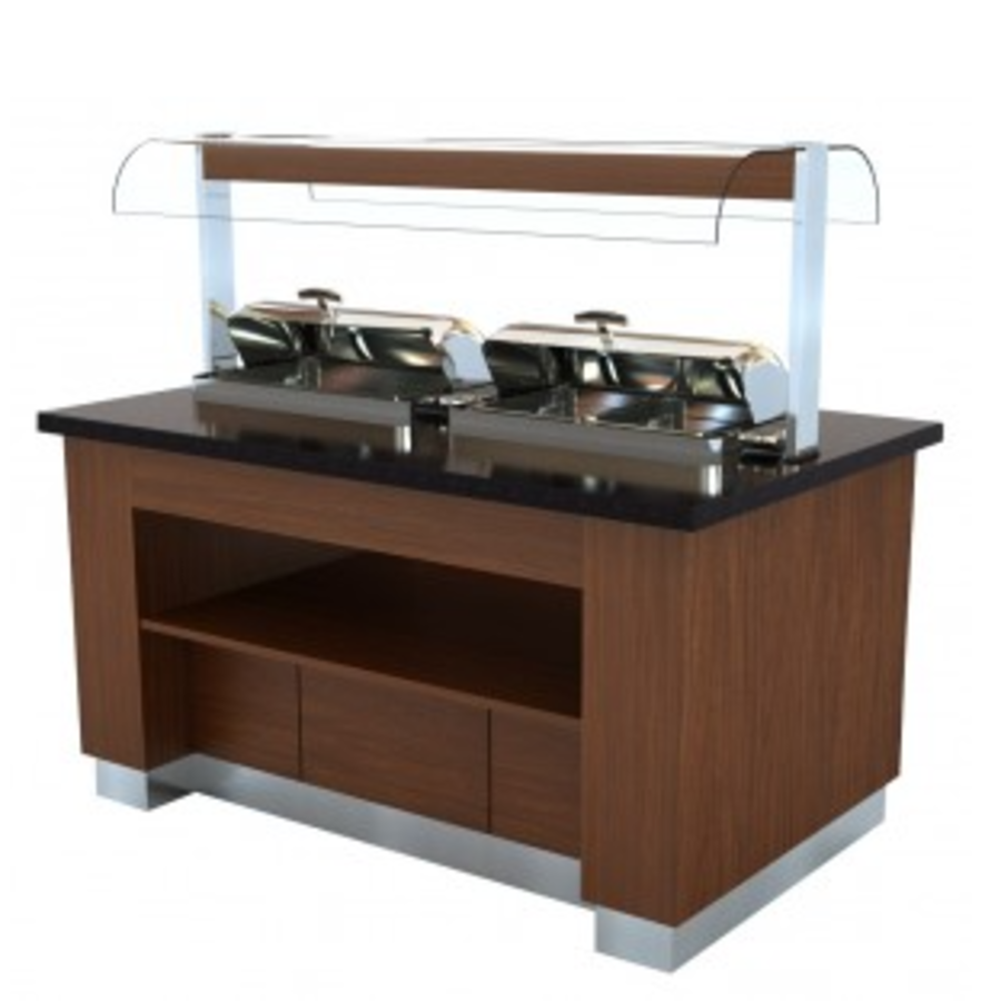 Buffet chaleureux en bois wengé | GN 2x 1/1