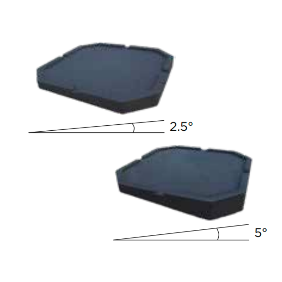 Optional inclined anti-vibration mats | 4 sizes