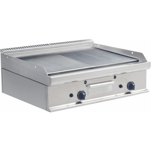  Saro Plaque de cuisson à gaz professionnelle | Lisse et nervuré | 80x70x(H)27cm 