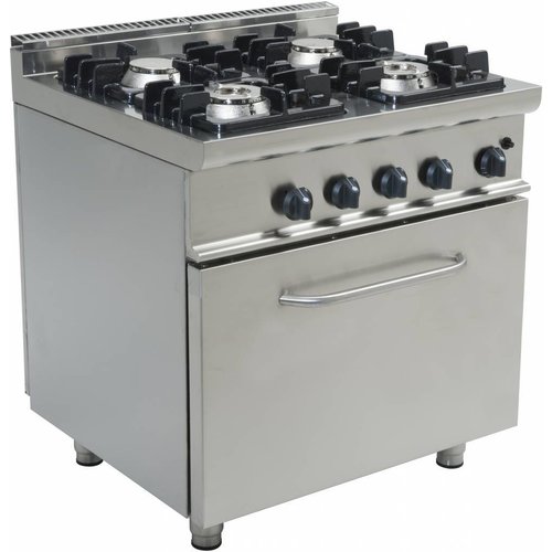  Saro Cuisinière à gaz avec four à gaz professionnel | 4 brûleurs 
