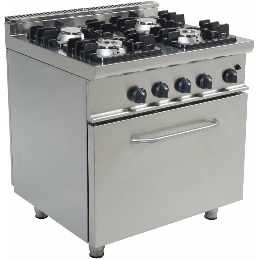 Cuisinière à gaz avec four à gaz professionnel | 4 brûleurs
