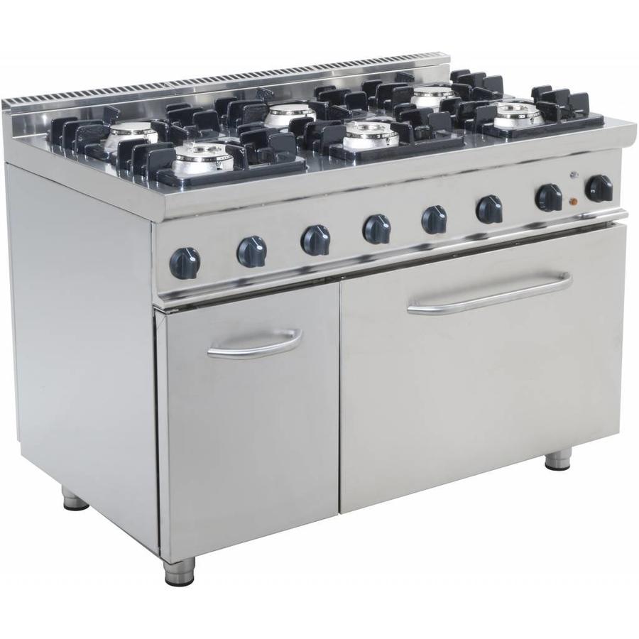 Four à gaz Horeca avec 6 brûleurs et four électrique