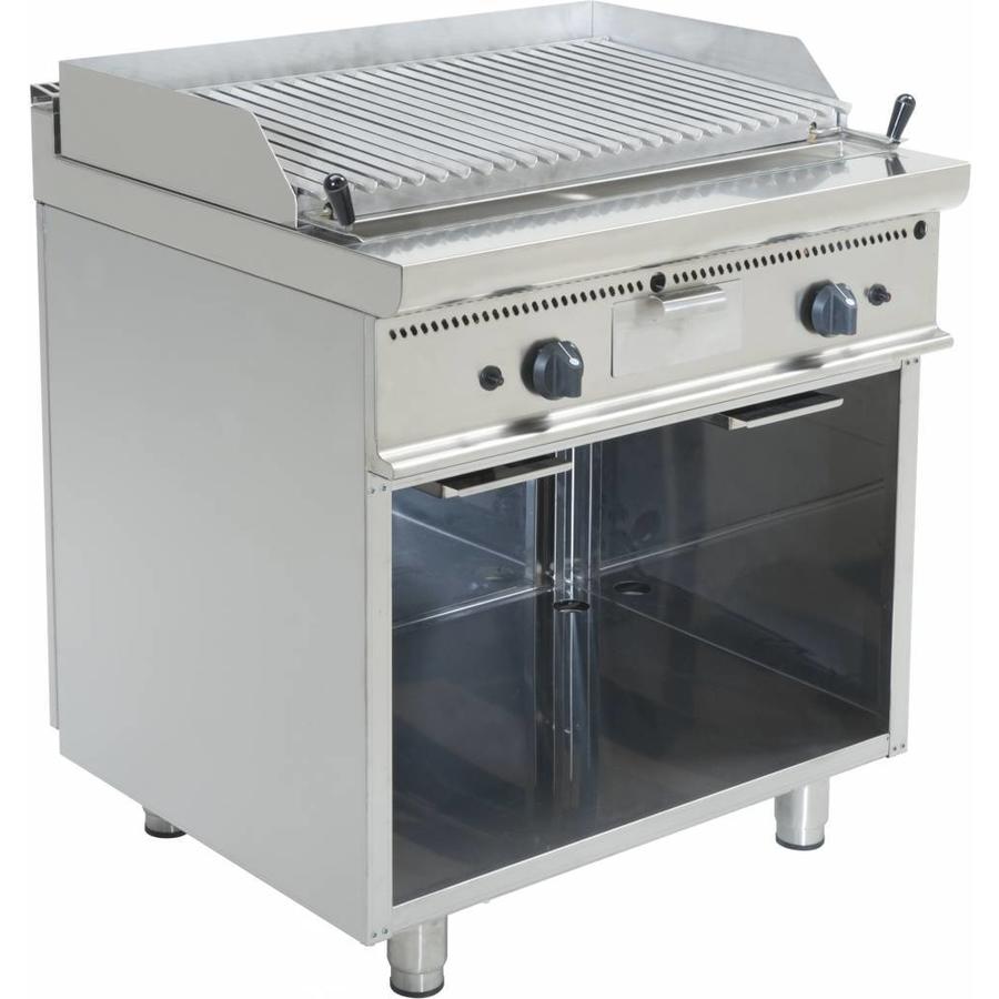 Modèle de table de gril à double pierre de lave avec base ouverte