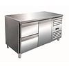 Saro Stainless steel refrigerated workbench with 1 door and 2 drawers | 136 x 70 x 89/95 cm