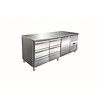Saro Établi réfrigéré en acier inoxydable avec 1 porte et 6 tiroirs | 179,5 x 70 x 89/95 cm