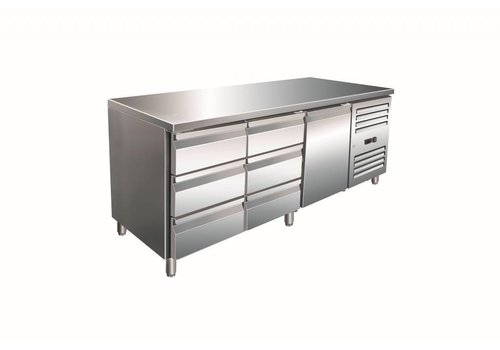 Saro Refrigerated workbench stainless steel with 1 door and 6 drawers | 179.5 x 70 x 89/95 cm 