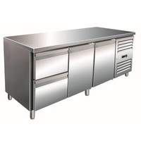 Refrigerated workbench with 2 doors and 2 drawers | 179.5 x 70 x 89/95 cm