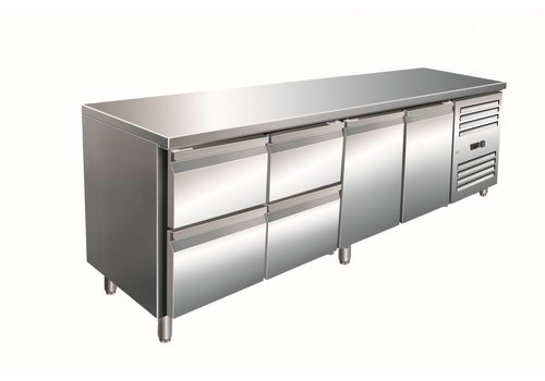  Saro Kühlwerkbank mit 2 Türen und 4 Schubladen | 223 x 70 x 89/95 cm 