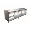 Saro RVS koelwerkbank | 3 deuren | 2 lades | 223 x 70 x 89/95 cm