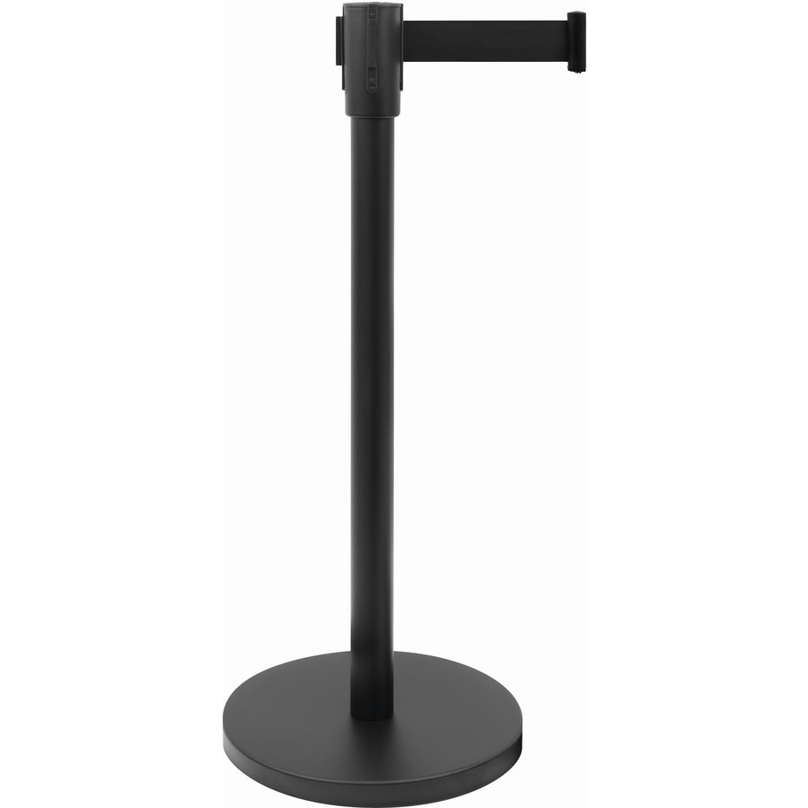 Poteau de barrière avec sangle de traction | noir - 1,8 mètre