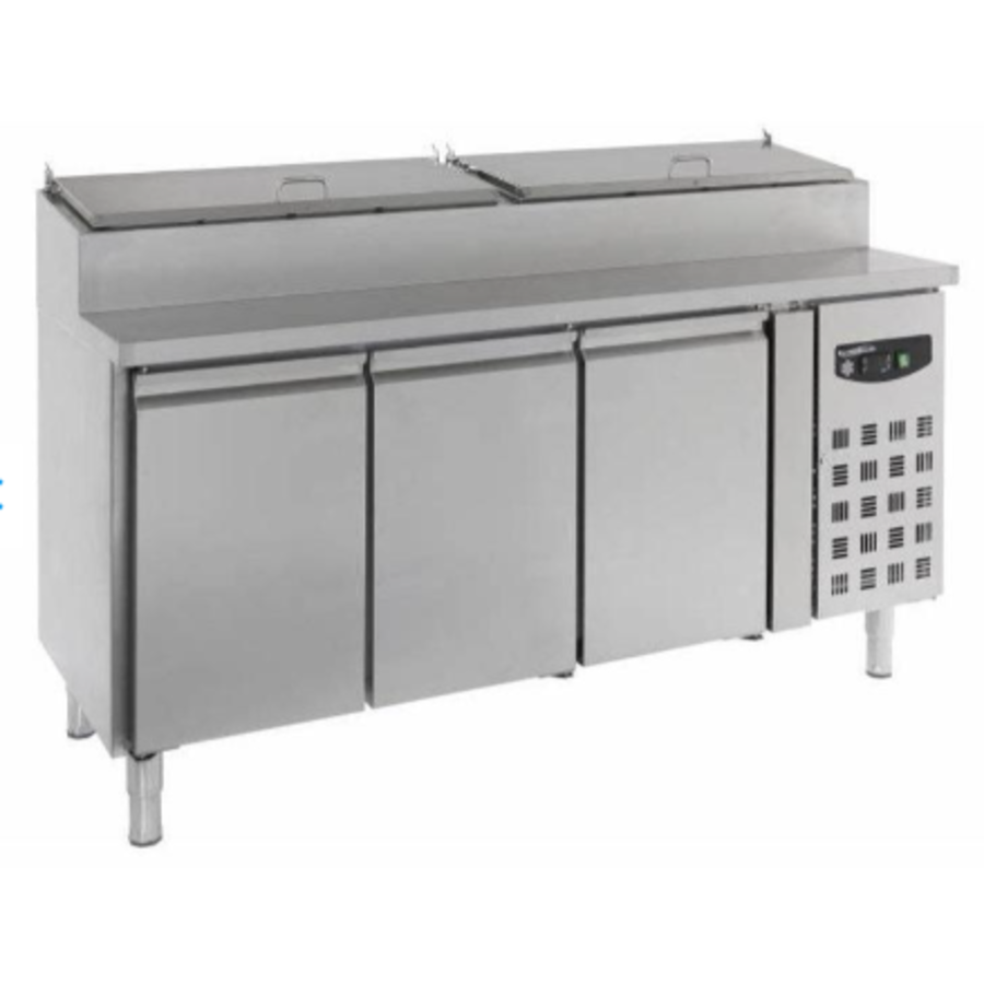 Saladette en acier inoxydable - 3 portes - 8 bacs GN 1/3 - 1795 x 700 x 1085 (h) mm