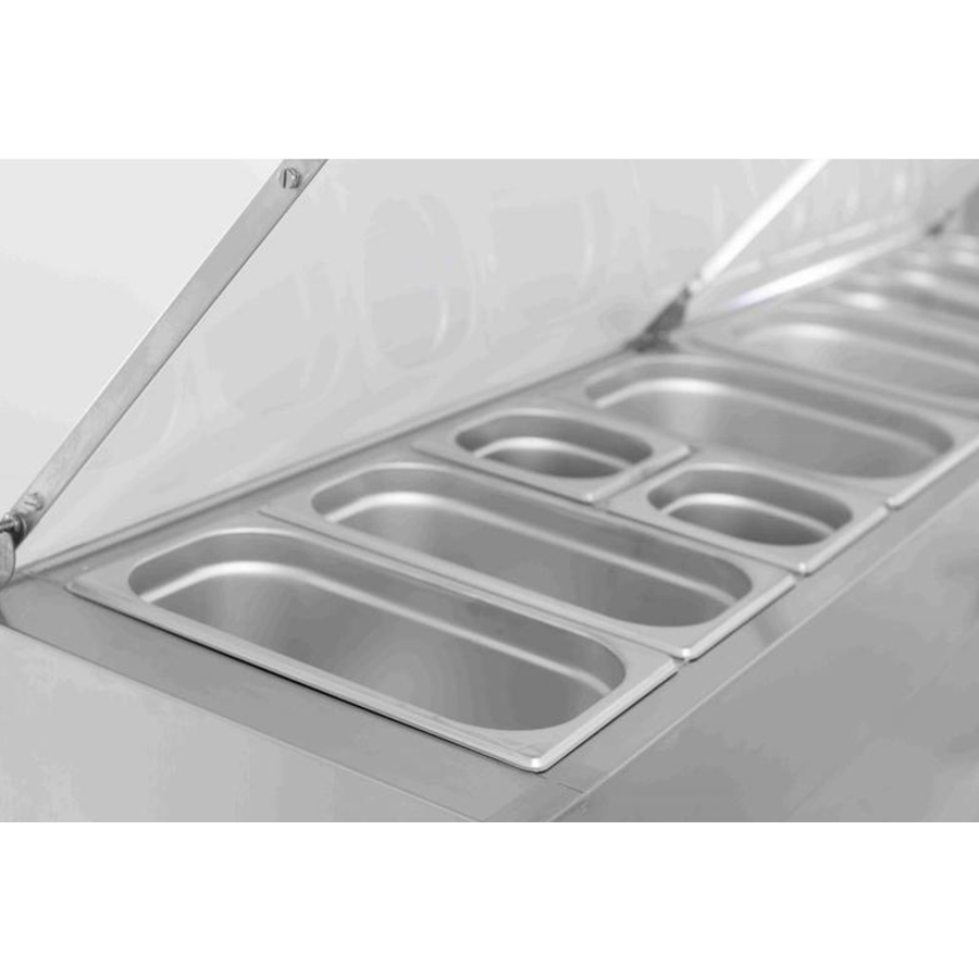 Saladette en acier inoxydable - 3 portes - 8 bacs GN 1/3 - 1795 x 700 x 1085 (h) mm