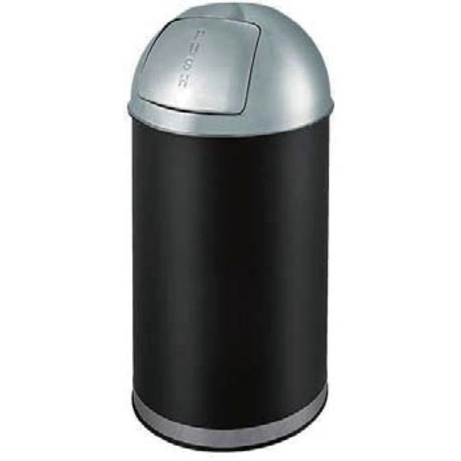 Poubelle avec couvercle à pousser | Noir | 35L