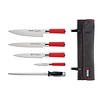 HorecaTraders Red Spirit 5-piece knife set with sheath