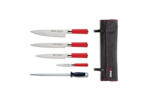  HorecaTraders Red Spirit 5-piece knife set with sheath 