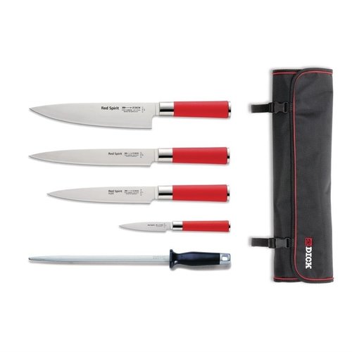  HorecaTraders Red Spirit 5-piece knife set with sheath 