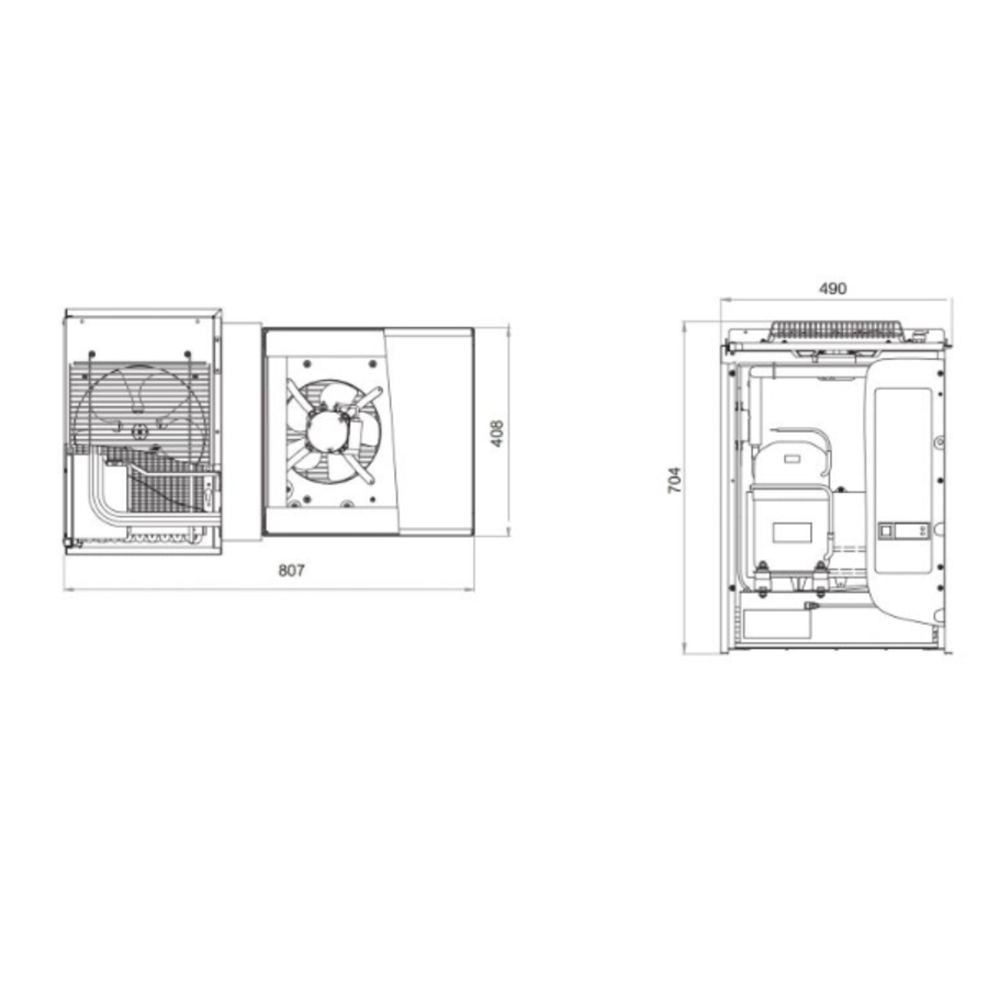 Complete Koelcel met motor | B150/ D180/H201 cm