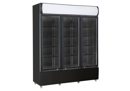  Combisteel Réfrigérateur 3 portes vitrées noir 