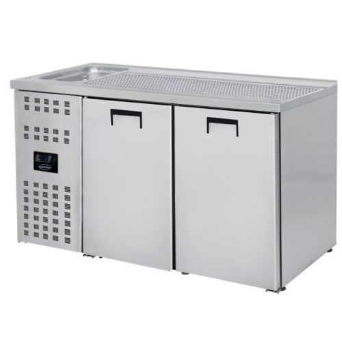  Combisteel 2 portes | Refroidisseur de fût de bière en acier inoxydable | évier à gauche 