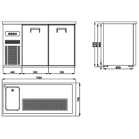 2 doors | stainless steel beer keg cooler | sink left