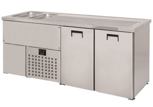  Combisteel 2 portes | Refroidisseur de fût de bière en acier inoxydable | 2 lavabos à gauche 