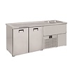 Combisteel 2 doors | Stainless steel beer keg cooler | 2 sinks on the right