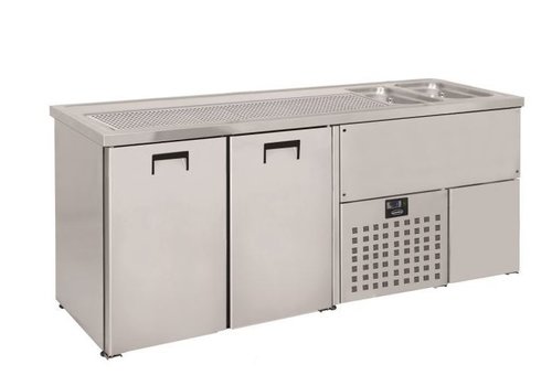  Combisteel 2 portes | Refroidisseur de fût de bière en acier inoxydable | 2 lavabos à droite 