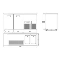 2 doors | Stainless steel beer keg cooler | 2 sinks on the right