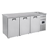 Combisteel 3 door stainless steel beer keg cooler with sink on the right