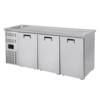 Combisteel 3 door stainless steel beer keg cooler with sink on the left