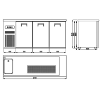 Combisteel 3 deurs RVS bierfust koeler met spoelbak links