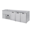 Combisteel 3 door stainless steel beer keg cooler with two sinks on the left