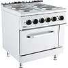 HorecaTraders Horeca Electric Cooking Table & Oven 4 Burners | 2 x 2.25 & 2 x .85KW