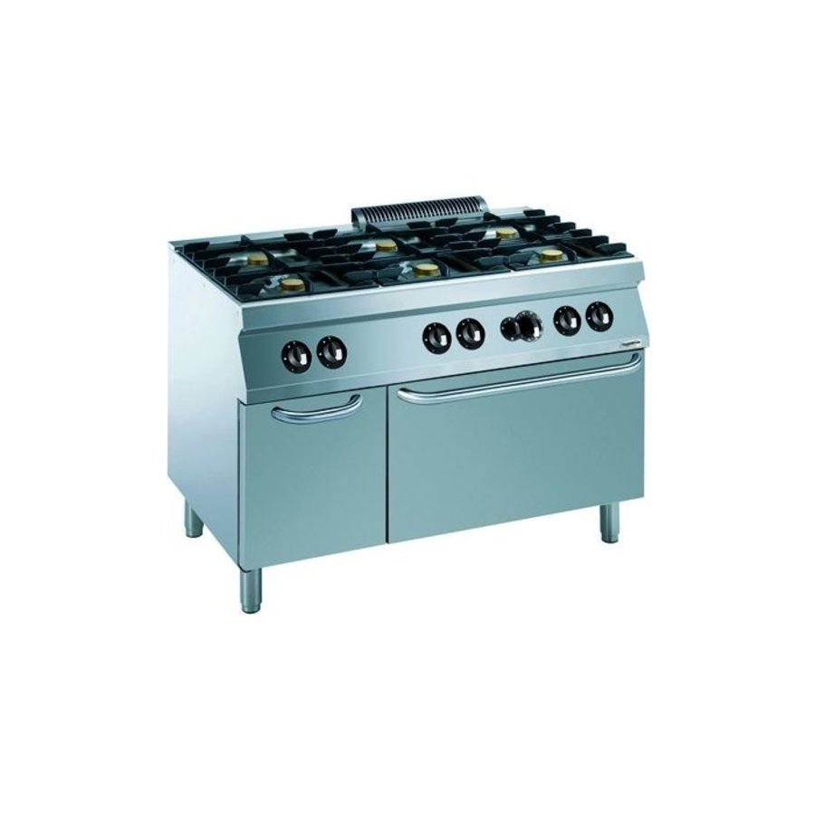 Cuisinière à gaz et four à gaz 6 brûleurs pour hôtellerie | 6 x 5,5 kW