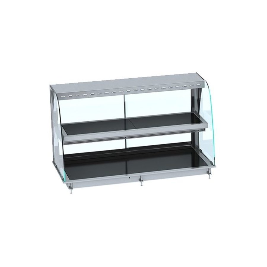 Curved warming display case | Black | 30 to 120ºC