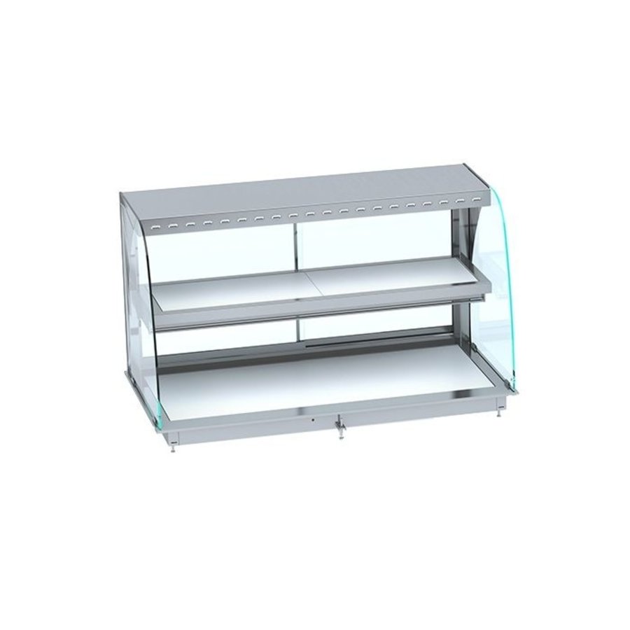 Vitrine chauffante incurvée | Blanc | 30 à 120ºC